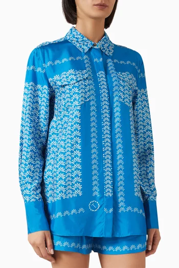 Annika Boyfriend Shirt in Silk Satin