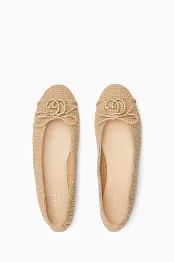 Horsebit Ballet Flat in Cotton Crochet
