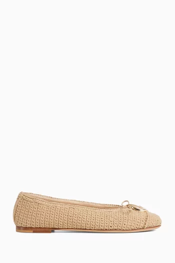 Horsebit Ballet Flat in Cotton Crochet