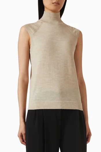 High-neck Top in Merino-wool