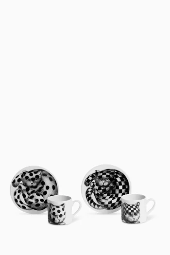 طقم فناجين وأطباق قهوة هاي فيديليتي، زوجان