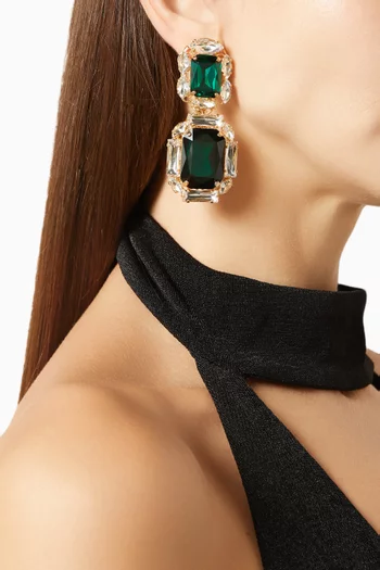 Crystal Drop Earrings in Gold-plated Brass