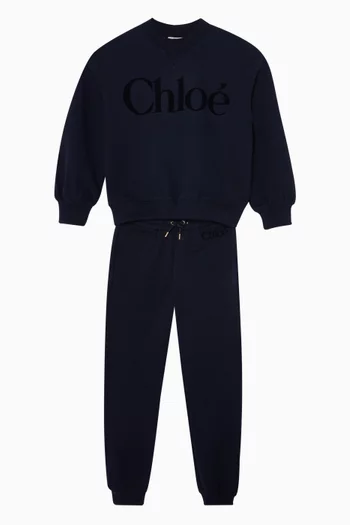 بنطال رياضي بشعار الماركة فرنش تيري مخملي