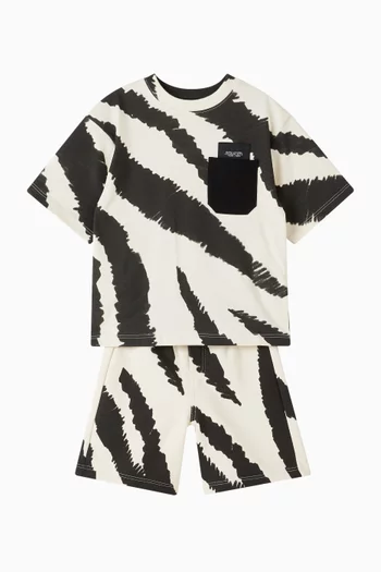 Zebra-print Sweatshorts in Cotton