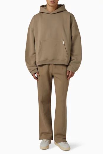 كنزة بغطاء رأس بقصة مربعة مزينة بحرف شعار الماركة قطن