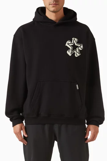 كنزة بغطاء رأس وطبعة نجوم صوف قطني