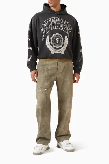 كنزة بغطاء رأس ليجاسي بشعار الماركة صوف قطني