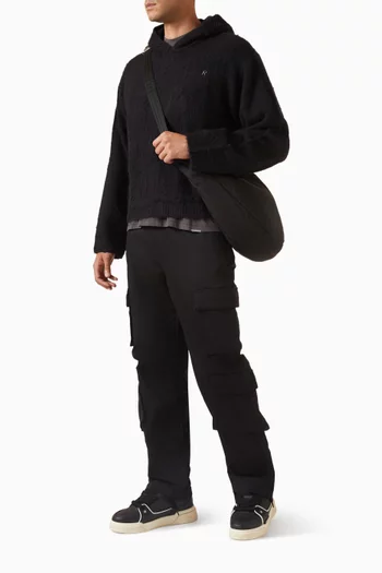 كنزة بغطاء رأس نسيج فرو ناعم بارز