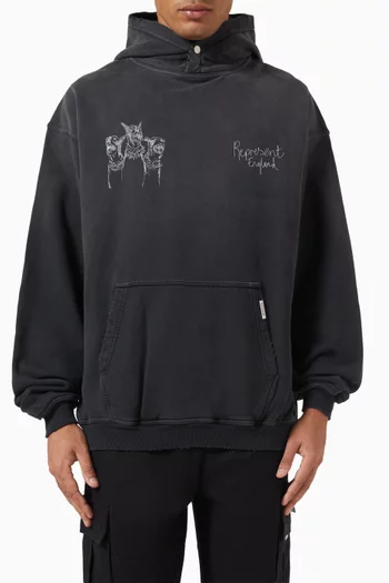 Hand Drawn Thoroughbred Dogs Hoodie in Cotton