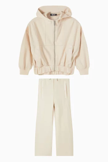 كنزة بغطاء رأس وسحّاب بشعار الماركة