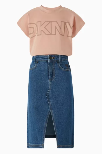 تنورة متوسطة الطول دينم