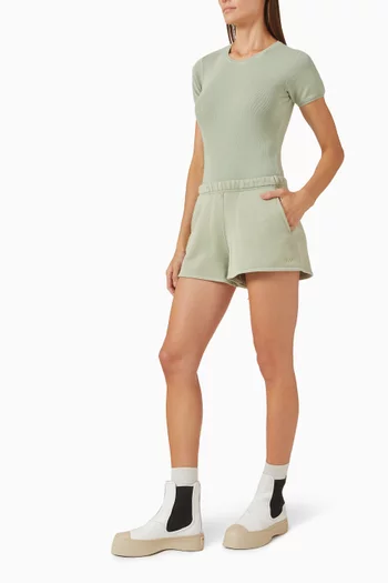 Initial Washed Shorts in Cotton Fleece