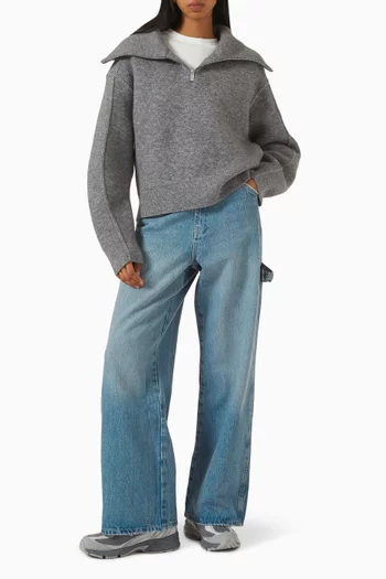 بنطال جينز سكيتر بقصة ساق واسعة دينم