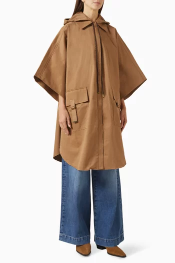 Castelwick Oversized Cape Jacket in Cotton-twill