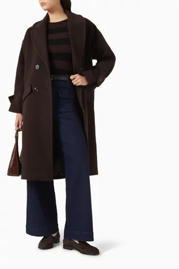 Mia Double-breasted Coat in Melton Fabric