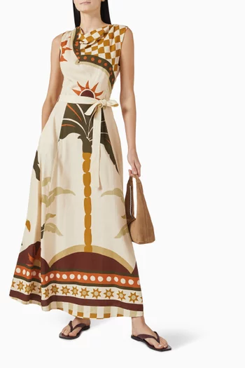 Blanc Placement Belted Maxi Dress