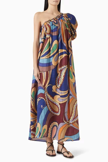 Dijon Printed One-shoulder Maxi Dress