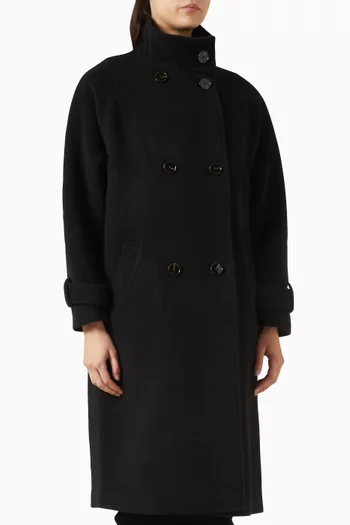 معطف بليكيت بصفي أزرار تويل وصوف ميلتون