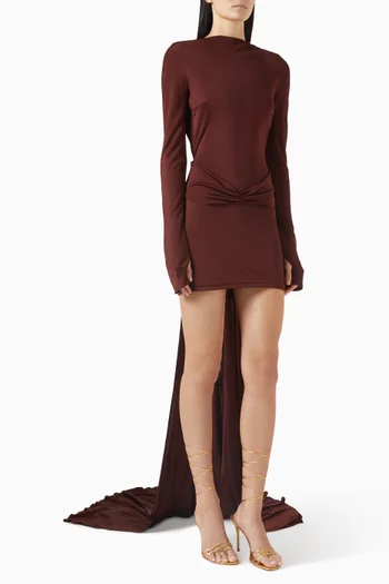 Open-back Gathered Mini Dress