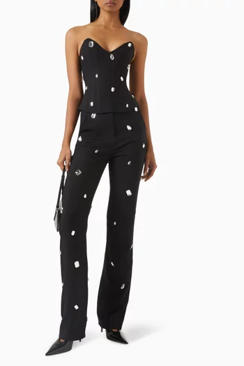 All-over Crystal Embellished Corset Top