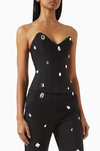All-over Crystal Embellished Corset Top