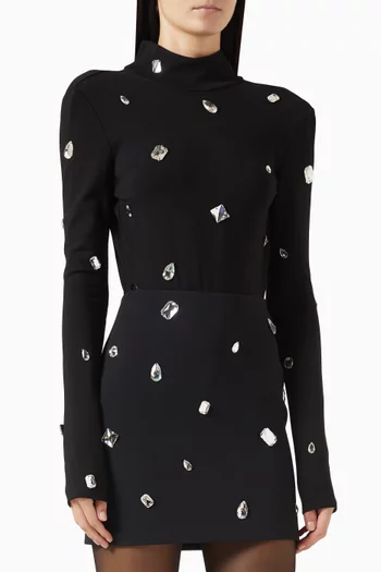 All-over Crystal Embellished Bodysuit