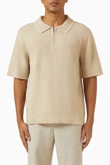 تي شيرت بولو رياضي بسحّاب ونسيج بوكليه