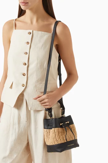 Lana Osette Bucket Bag in Raffia & Leather
