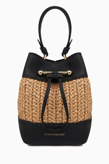Lana Osette Bucket Bag in Raffia & Leather