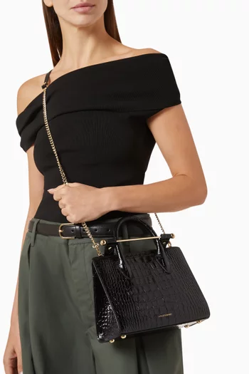 حقيبة يد ميني جلد عجل بنقشة جلد التمساح