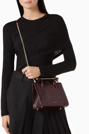 Mini Tote Bag in Croc-embossed Calf Leather