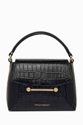 Nano Mosaic Top-handle Bag in Croc-embossed Leather