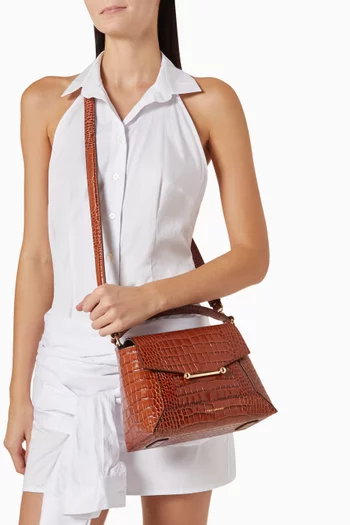 Mosaic Top-handle Bag in Soft Croc-embossed Leather