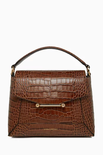 Mosaic Top-handle Bag in Soft Croc-embossed Leather