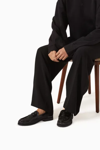 Lycia Rhinestone Loafers in Leather