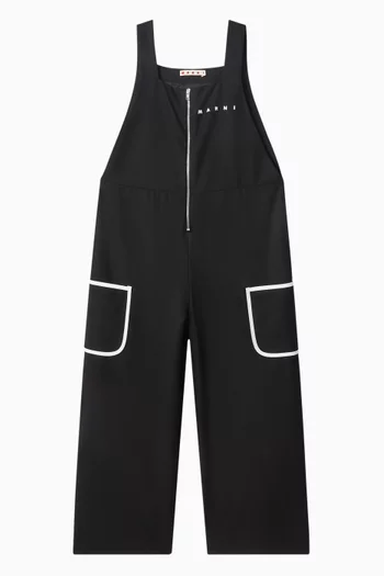 Flannel Dungarees in Wool-blend