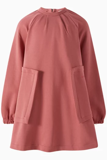Patch Pocket Mini Dress in Cotton Fleece