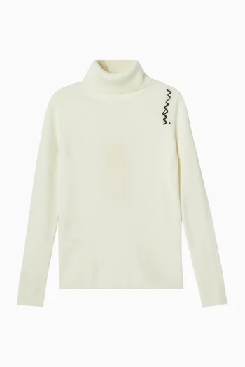 Ribbed Turtleneck Sweater in Wool-blend