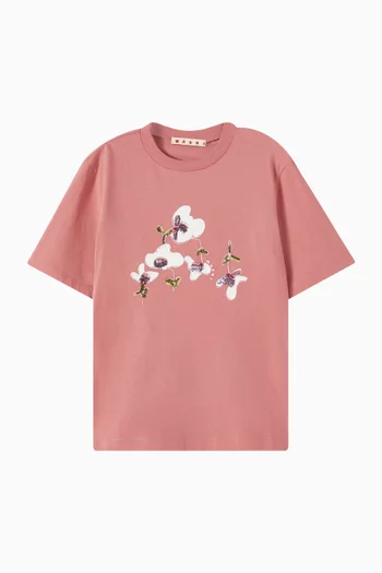 Orchid Sequins Logo-print T-shirt