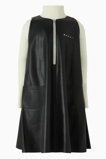 Mini Flared Dress in Coated Fabric