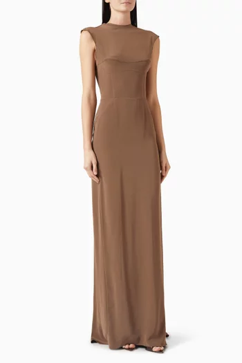 Helena Maxi Dress in Silk Crepe