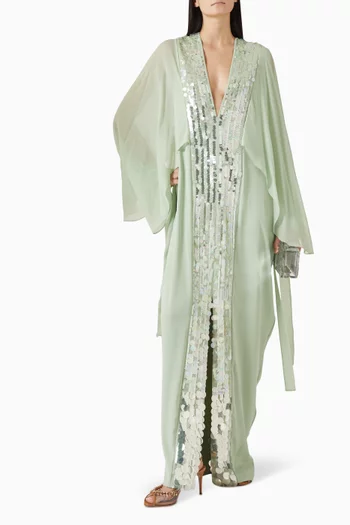 Julie Sequinned Kaftan in Charmeuse