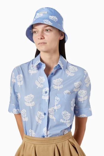 Sprayed Roses-print Bucket Hat in Taffeta