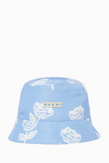 Sprayed Roses-print Bucket Hat in Taffeta