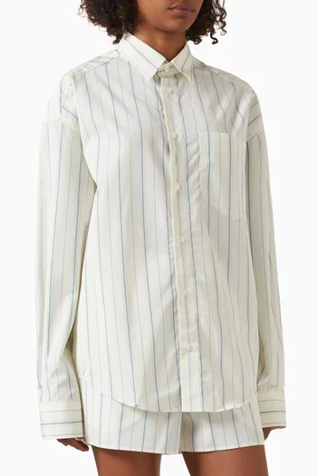 Ami De Coeur Boxy Striped Shirt in Cotton Poplin
