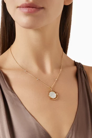 Qamar Layali Diamond & Pearl Necklace in 18kt Gold