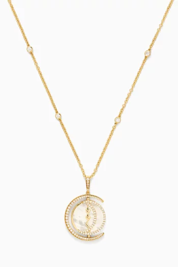 Qamar Layali Diamond & Pearl Necklace in 18kt Gold