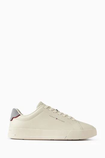 Pebbled Grain Court Sneakers in Leather