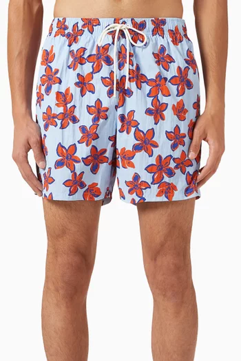 Printed Mid Length Swim Shorts in Nylon