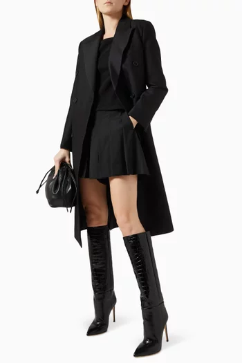 Double-breasted Tailored Coat in Wool-Silk blend